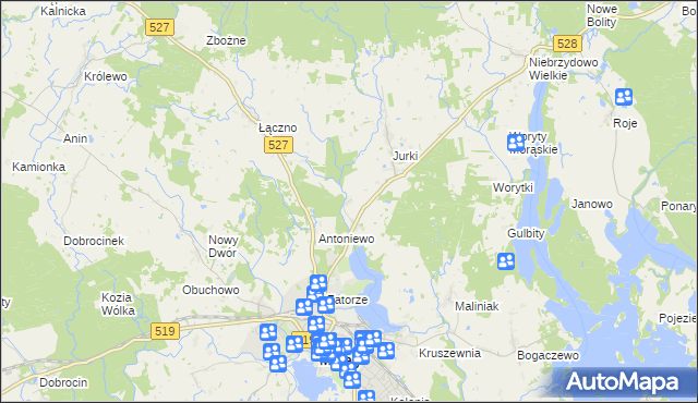mapa Jurecki Młyn, Jurecki Młyn na mapie Targeo