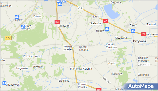 mapa Kaczki Średnie, Kaczki Średnie na mapie Targeo