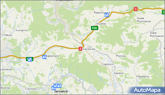 mapa Kaczorów gmina Bolków, Kaczorów gmina Bolków na mapie Targeo