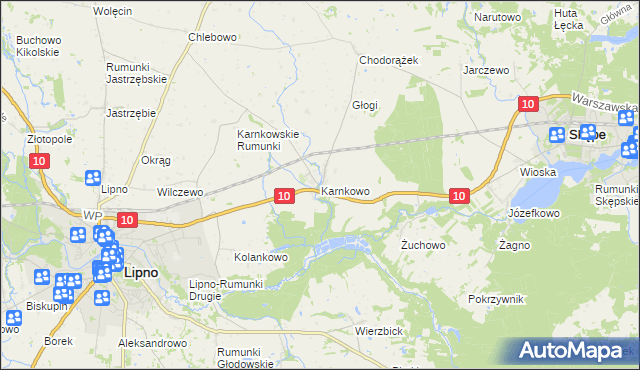 mapa Karnkowo gmina Lipno, Karnkowo gmina Lipno na mapie Targeo