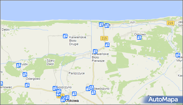 mapa Karwieńskie Błoto Pierwsze, Karwieńskie Błoto Pierwsze na mapie Targeo