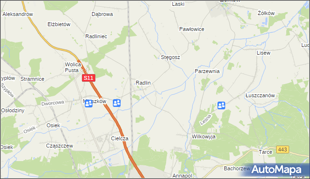 mapa Kąty gmina Jarocin, Kąty gmina Jarocin na mapie Targeo
