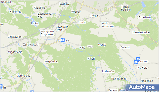 mapa Kąty gmina Włoszczowa, Kąty gmina Włoszczowa na mapie Targeo