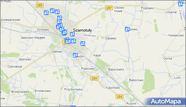 mapa Kępa gmina Szamotuły, Kępa gmina Szamotuły na mapie Targeo