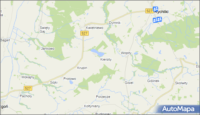 mapa Kiersity gmina Rychliki, Kiersity gmina Rychliki na mapie Targeo