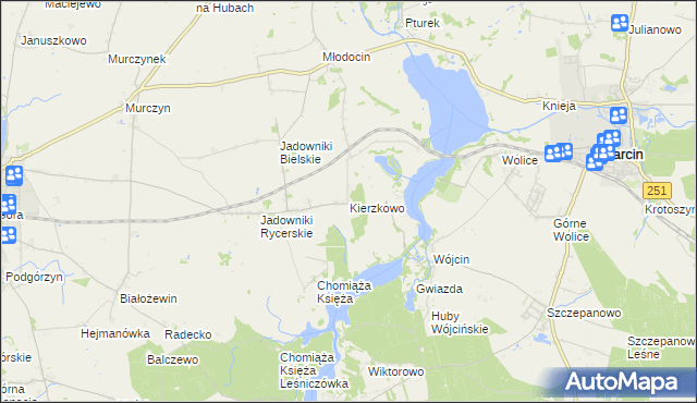 mapa Kierzkowo gmina Żnin, Kierzkowo gmina Żnin na mapie Targeo