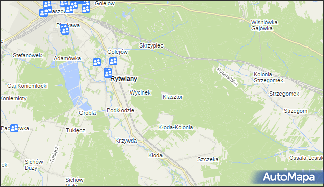 mapa Klasztor gmina Rytwiany, Klasztor gmina Rytwiany na mapie Targeo