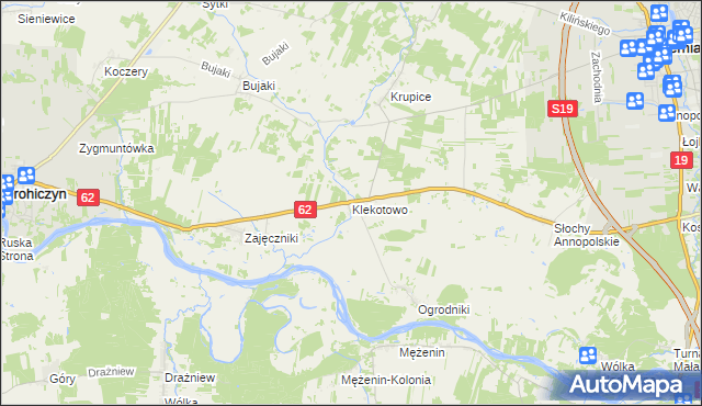 mapa Klekotowo gmina Siemiatycze, Klekotowo gmina Siemiatycze na mapie Targeo