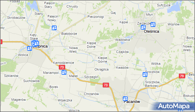 mapa Klępie Górne, Klępie Górne na mapie Targeo