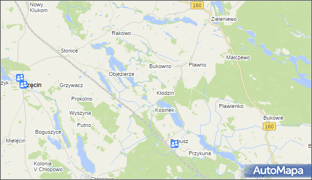 mapa Kłodzin gmina Bierzwnik, Kłodzin gmina Bierzwnik na mapie Targeo