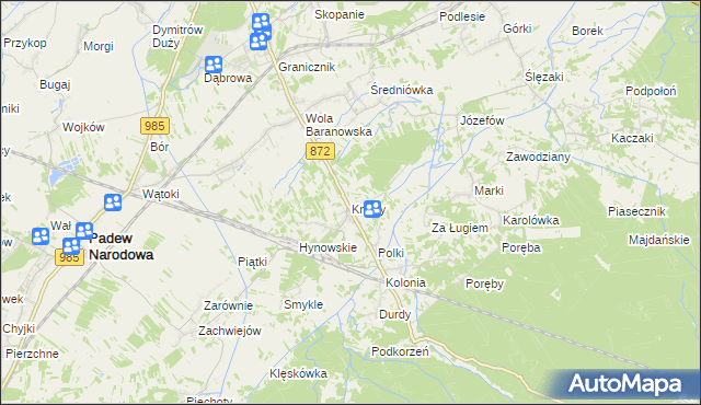 mapa Knapy gmina Baranów Sandomierski, Knapy gmina Baranów Sandomierski na mapie Targeo