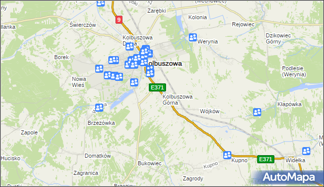 mapa Kolbuszowa Górna, Kolbuszowa Górna na mapie Targeo