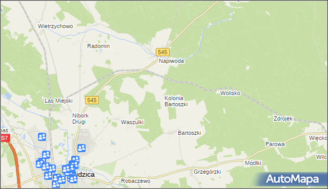 mapa Kolonia Bartoszki, Kolonia Bartoszki na mapie Targeo