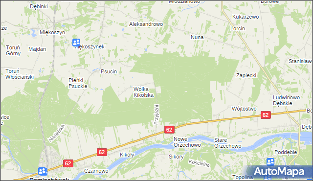 mapa Kolonia gmina Pomiechówek, Kolonia gmina Pomiechówek na mapie Targeo