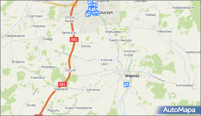 mapa Kolonia Łazy gmina Wąsosz, Kolonia Łazy gmina Wąsosz na mapie Targeo