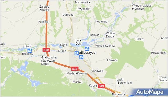 mapa Kolonia Zamek, Kolonia Zamek na mapie Targeo