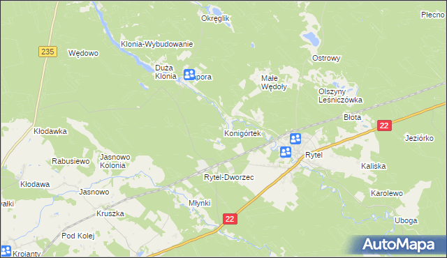 mapa Konigórtek, Konigórtek na mapie Targeo