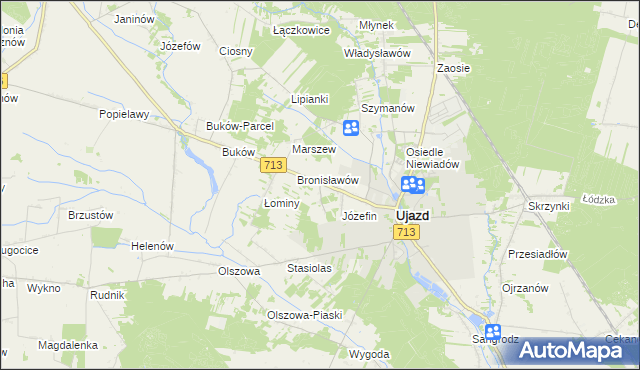 mapa Konstancin gmina Ujazd, Konstancin gmina Ujazd na mapie Targeo