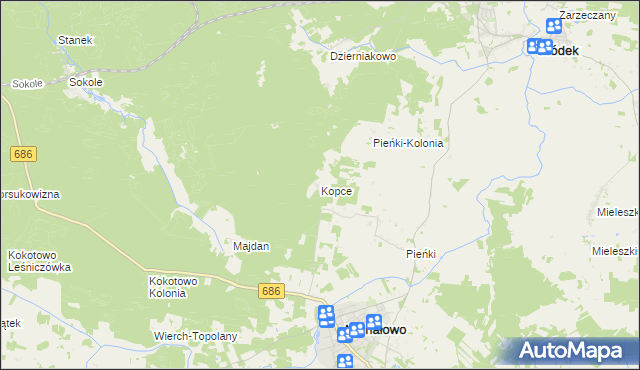 mapa Kopce gmina Michałowo, Kopce gmina Michałowo na mapie Targeo