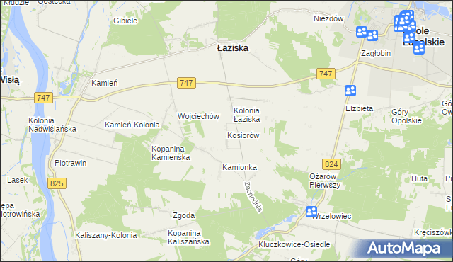 mapa Kosiorów gmina Łaziska, Kosiorów gmina Łaziska na mapie Targeo