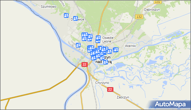 mapa Kostrzyn nad Odrą, Kostrzyn nad Odrą na mapie Targeo