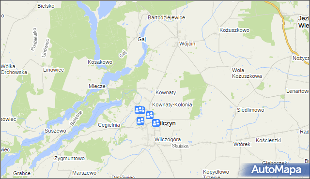 mapa Kownaty gmina Wilczyn, Kownaty gmina Wilczyn na mapie Targeo