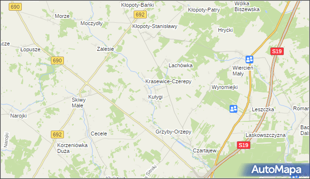 mapa Krasewice-Jagiełki, Krasewice-Jagiełki na mapie Targeo