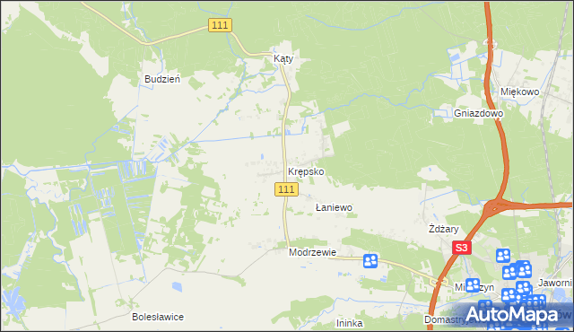 mapa Krępsko gmina Goleniów, Krępsko gmina Goleniów na mapie Targeo
