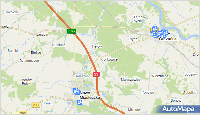 mapa Królikowice gmina Bytom Odrzański, Królikowice gmina Bytom Odrzański na mapie Targeo
