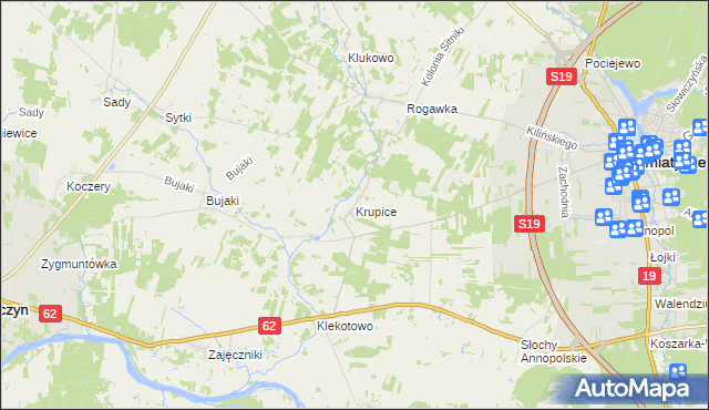 mapa Krupice gmina Siemiatycze, Krupice gmina Siemiatycze na mapie Targeo