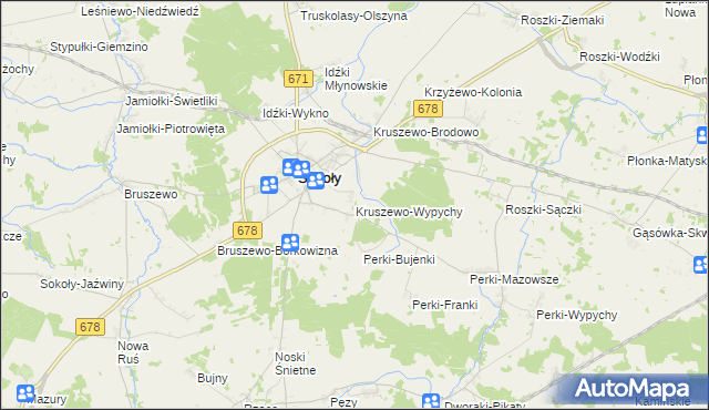 mapa Kruszewo-Wypychy, Kruszewo-Wypychy na mapie Targeo