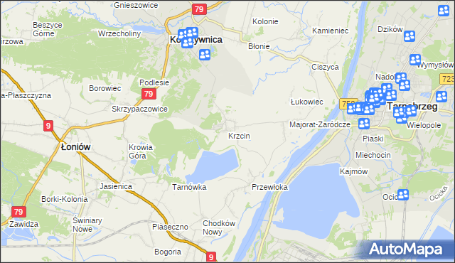 mapa Krzcin, Krzcin na mapie Targeo