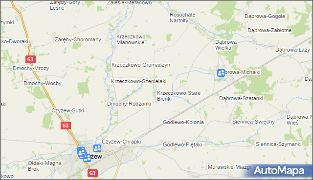 mapa Krzeczkowo-Stare Bieńki, Krzeczkowo-Stare Bieńki na mapie Targeo