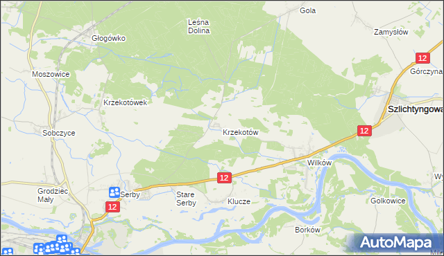 mapa Krzekotów, Krzekotów na mapie Targeo