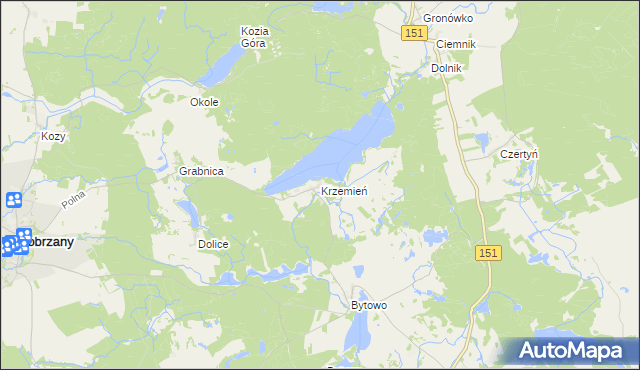 mapa Krzemień gmina Dobrzany, Krzemień gmina Dobrzany na mapie Targeo