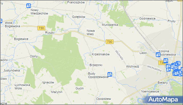 mapa Krześniaków, Krześniaków na mapie Targeo