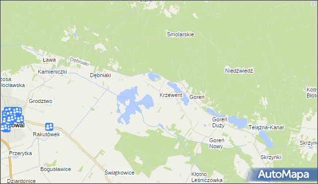 mapa Krzewent, Krzewent na mapie Targeo