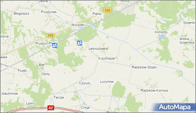 mapa Krzymosze, Krzymosze na mapie Targeo