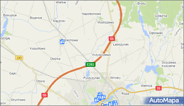 mapa Krzyszczewo, Krzyszczewo na mapie Targeo