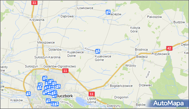 mapa Kujakowice Górne, Kujakowice Górne na mapie Targeo