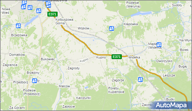 mapa Kupno gmina Kolbuszowa, Kupno gmina Kolbuszowa na mapie Targeo