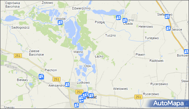 mapa Łącko gmina Pakość, Łącko gmina Pakość na mapie Targeo