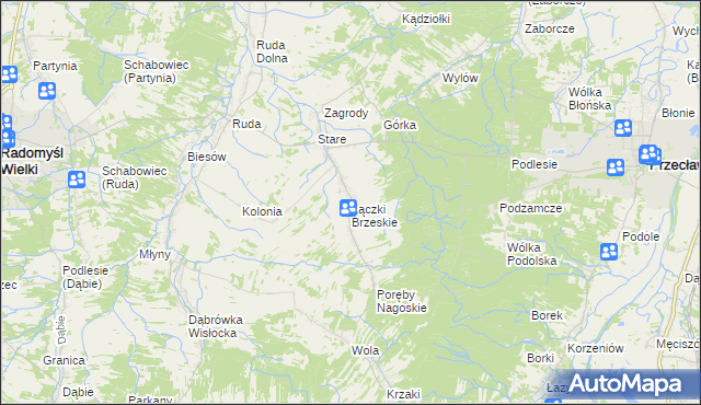 mapa Łączki Brzeskie, Łączki Brzeskie na mapie Targeo