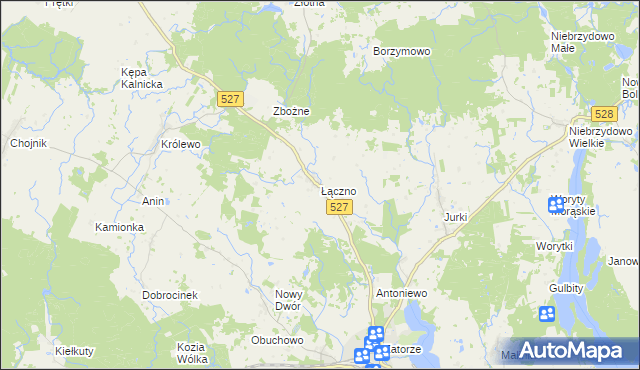 mapa Łączno gmina Morąg, Łączno gmina Morąg na mapie Targeo