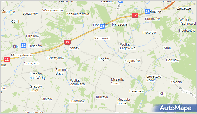 mapa Łagów gmina Przyłęk, Łagów gmina Przyłęk na mapie Targeo