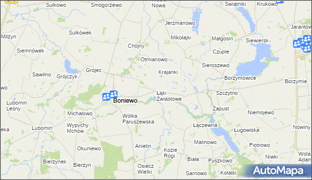 mapa Łąki Zwiastowe, Łąki Zwiastowe na mapie Targeo