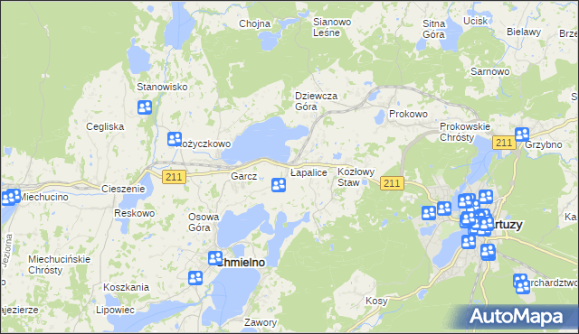 mapa Łapalice, Łapalice na mapie Targeo