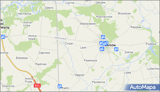 mapa Laski gmina Żerków, Laski gmina Żerków na mapie Targeo