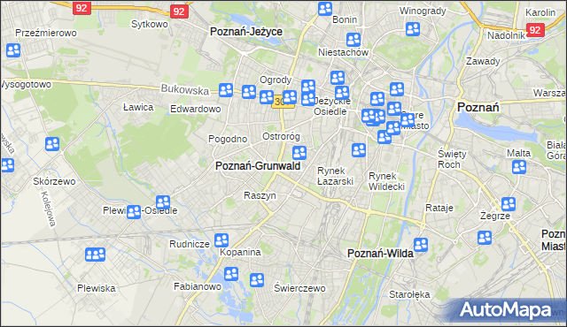 mapa Łazarz gmina Poznań, Łazarz gmina Poznań na mapie Targeo