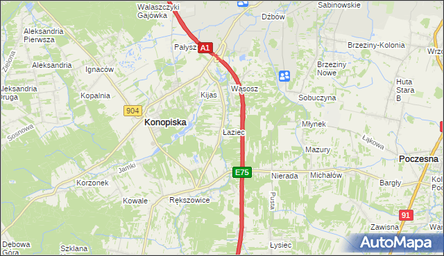 mapa Łaziec, Łaziec na mapie Targeo